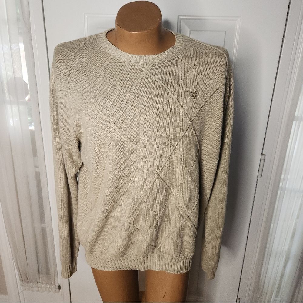 IZOD Mens Beige Sweater Insignia Size Large‎